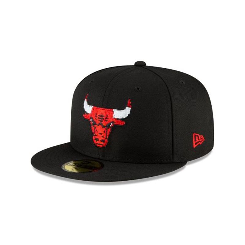 NBA Chicago Bulls Pixel 59Fifty Fitted (NBP2257) - Black New Era Caps